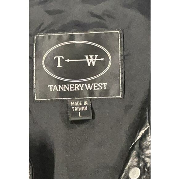 Vintage TANNERY WEST Black Leather Vest - Size L - Rare - - Picture 4 of 13